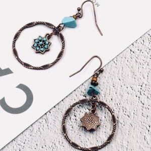 Bohemian patina tribal wire dangle earrings